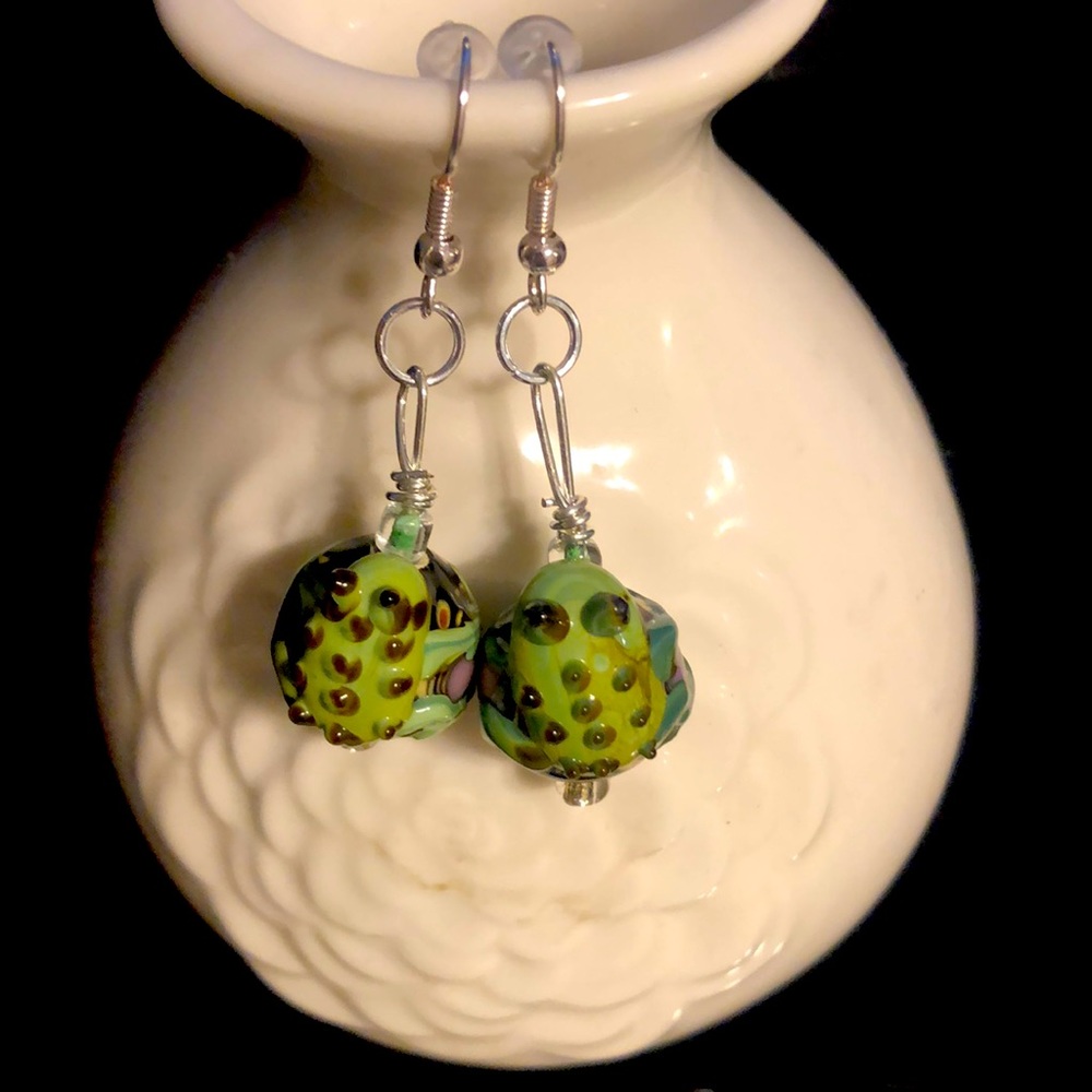 Forest Fairy Frogs ceramic Earrings